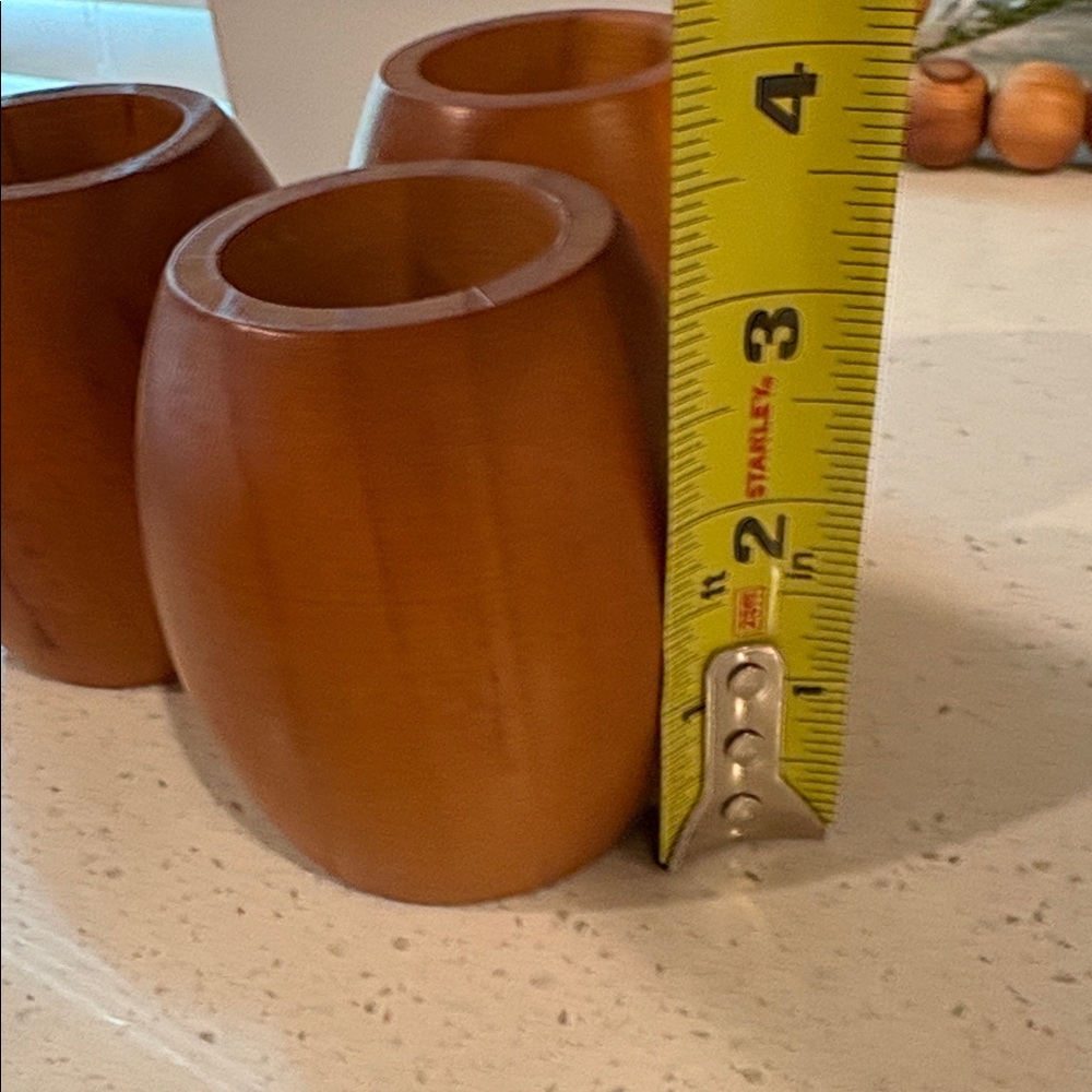 Set of Three Wooden Napkin Rings in Warm Brown - Picture 6 of 8